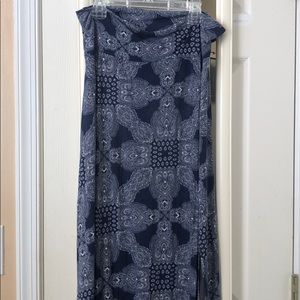 Navy Blue and white Maxi skirt with side slits